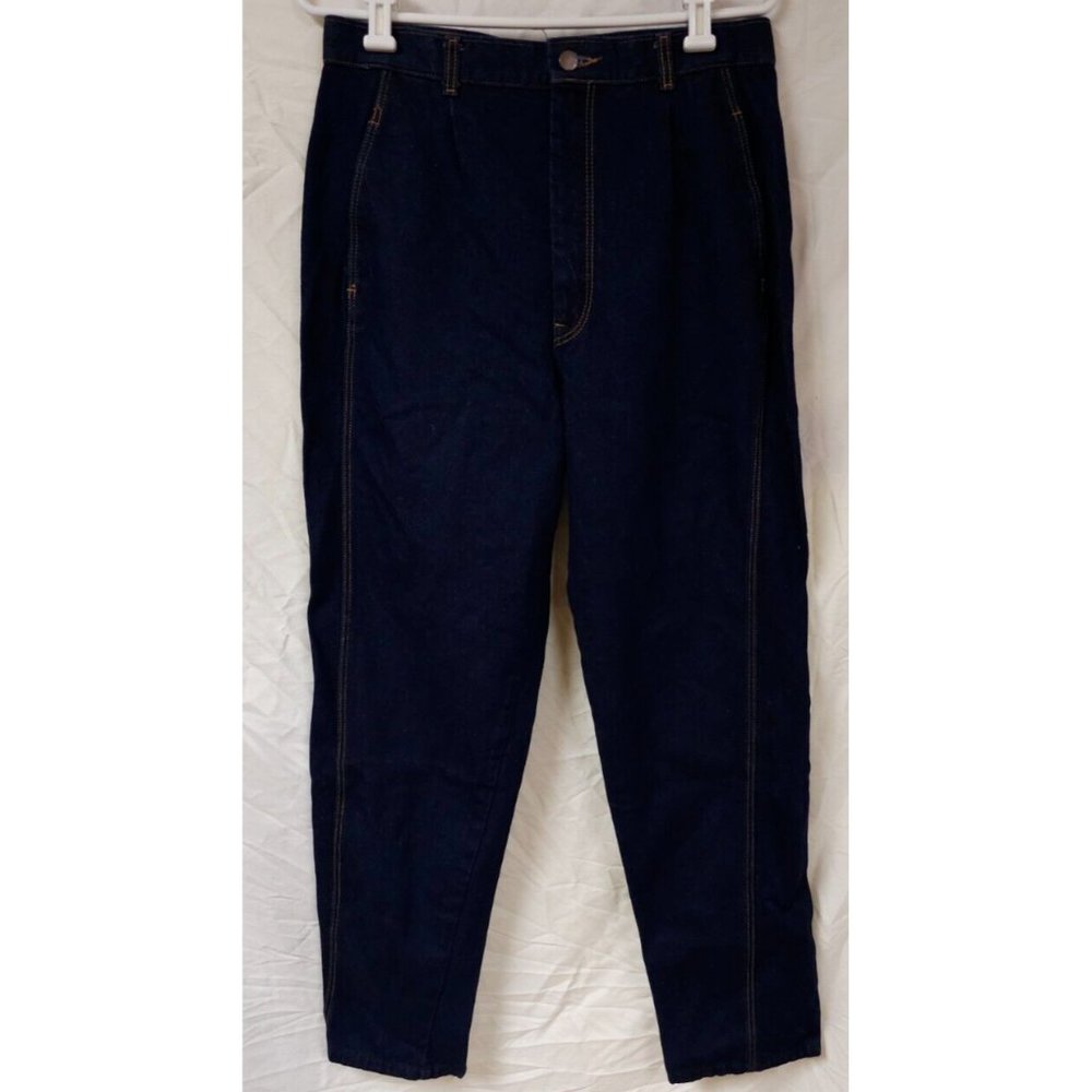 Vtg LORD ISAACS Womens 30x31 High Waisted Tapered Bare Back Dark Wash Jeans